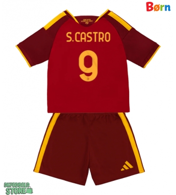AS Roma Santiago Castro #9 Replika Babytøj Hjemmebanesæt Børn 2026-27 Kortærmet (+ Korte bukser)